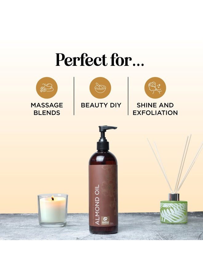 Maple Holistics زيت اللوز الحلو المعصور على البارد - زيت لوز حلو نقي للعناية بالبشرة وزيت مرطب للجسم للرجال والنساء - زيت ناقل لخلط الزيوت الأساسية لمنتجات الجمال DIY للشعر والبشرة والأظافر 16 أونصة - Image 2