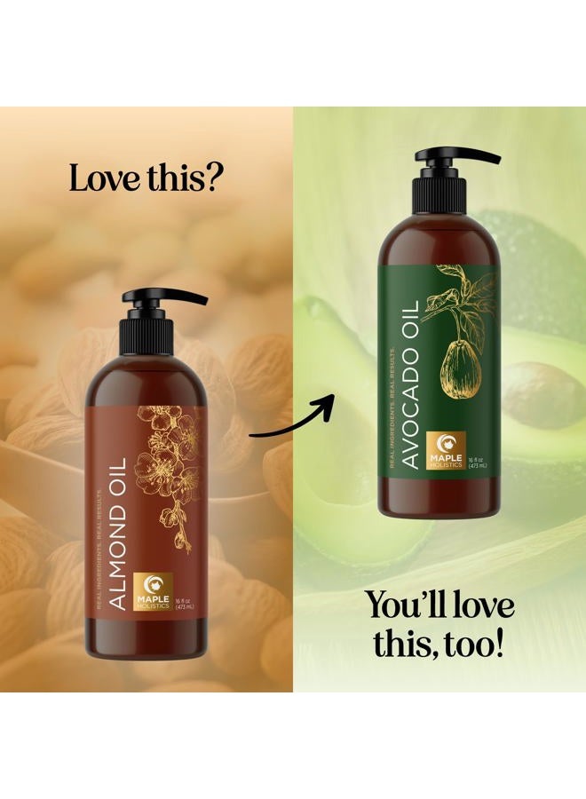 Maple Holistics زيت اللوز الحلو المعصور على البارد - زيت لوز حلو نقي للعناية بالبشرة وزيت مرطب للجسم للرجال والنساء - زيت ناقل لخلط الزيوت الأساسية لمنتجات الجمال DIY للشعر والبشرة والأظافر 16 أونصة - Image 4