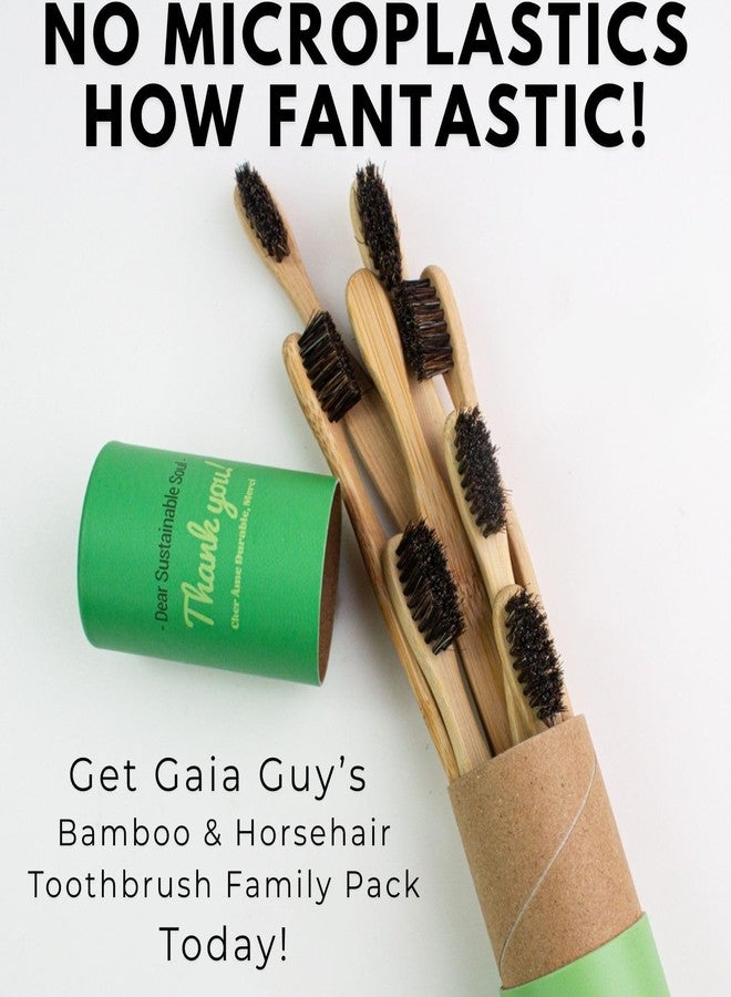 Gaia Guy فرشاة أسنان عائلية من الخيزران بشعيرات طبيعية من غايا غاي (بدون نايلون - شعر حصان فقط) - قابلة للتحلل بالكامل وقابلة للتحلل البيولوجي - فرشاة أسنان بشعيرات شعر حصان وخيزران - صفر نفايات - 4 للأطفال و4 للبالغين - Image 3