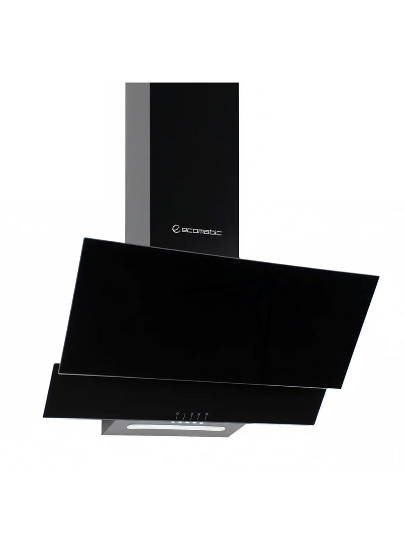 إيكو ماتك شفاط مطبخ 90 سم ديكور مائل كريستال أسود H910MRB  – 3 سرعات – قوة شفط 1000 م³/الساعة – فلاتر معدنية – فلاتر كربون – إضاءة LED - Image 1