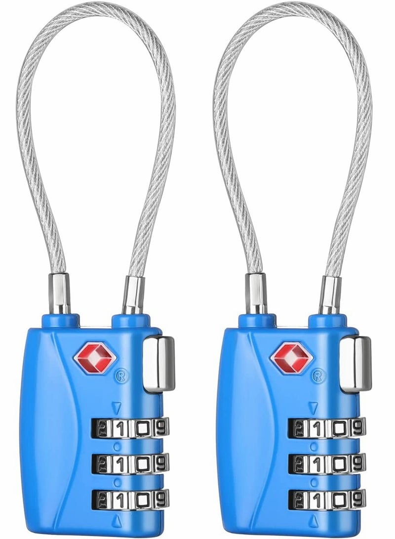 TSA Approved Luggage Padlocks with 3 Digit Combination for Travel and Gym Lockers 2 Pack Blue  - Image 1