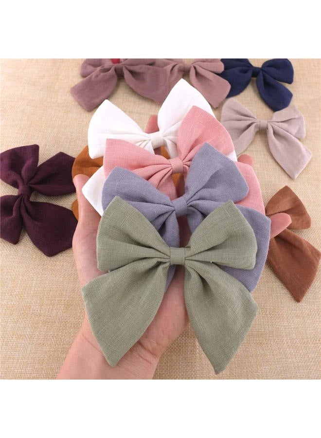 Baily Original Linen Bow Hair Clips Baby Girls Women Large Sailor Bows Kids Baby and Mom Hair Bow Alligator Clips White Red Navy Pink Neutral Bow - Image 3
