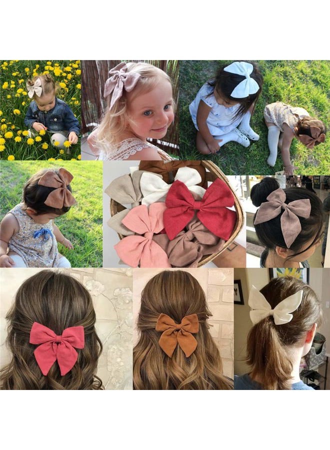 Baily Original Linen Bow Hair Clips Baby Girls Women Large Sailor Bows Kids Baby and Mom Hair Bow Alligator Clips White Red Navy Pink Neutral Bow - Image 2