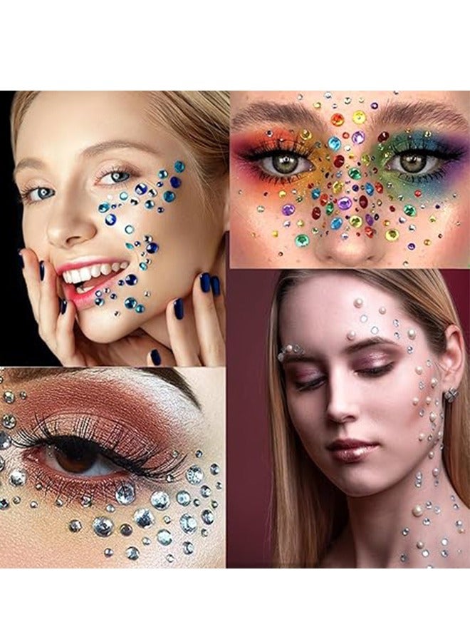 ملصقات الوجه، ملصقات الوجه الأكريليك، ملصقات مجوهرات الوجه، ملصقات جوهرة الوجه، ديكور وجه السيدات (4 أوراق) - Image 2