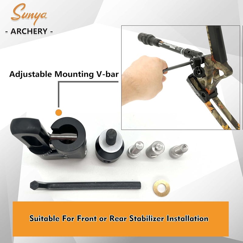 Sunya Archery Bow Stabilizer for Compound Bow, Carbon Fiber Body Flexible Core, Damping System and Weights Kit, 8",10",12" 15" in Expedition Series - Image 2
