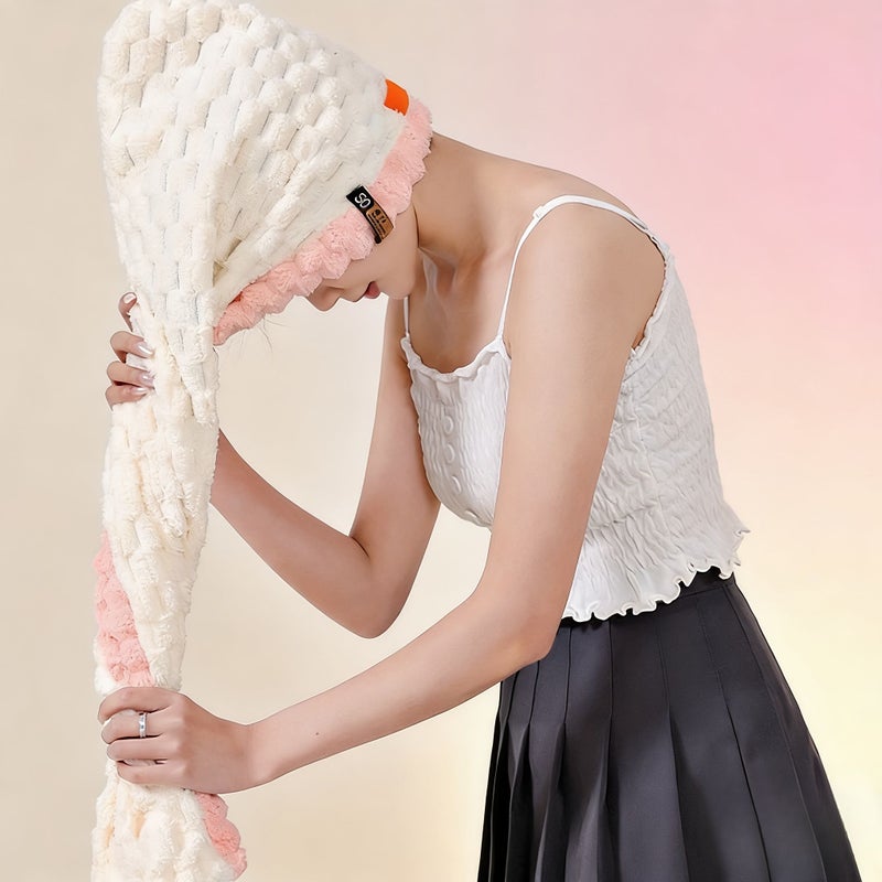 Blue Super Absorbent Quick Dry Hair Towel for Women Large Thick Curly Hair - Image 3