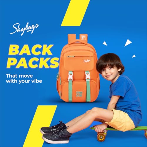 Skybags Sonic Pro 01 Hot Box 42 Liters Casual Backpack for Boys & Girls | Premium Polyester Fabric with Multiple Compartments and Rain Cover | Adjustable Shoulder Strap - Unisex (Apricot Orange) - Image 3