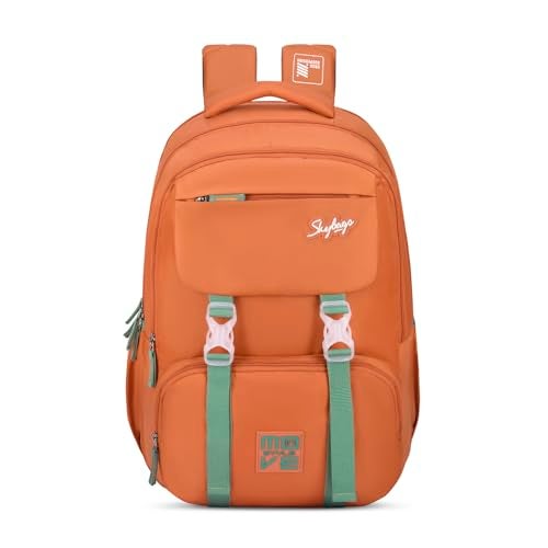 Skybags Sonic Pro 01 Hot Box 42 Liters Casual Backpack for Boys & Girls | Premium Polyester Fabric with Multiple Compartments and Rain Cover | Adjustable Shoulder Strap - Unisex (Apricot Orange) - Image 1