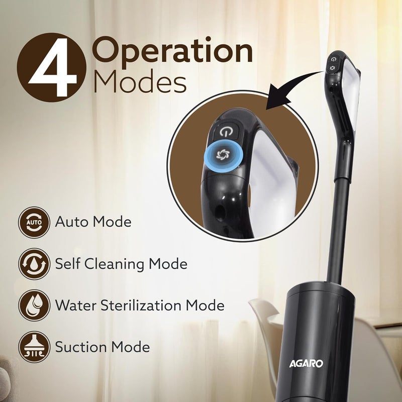 AGARO Royal Mop Vacuum Cleaner Wet Dry Cleaner for MultiType Hard Floor HEPA Filter Lightweight Cordless Brushless Motor Smart Display Self PropelledSterilize Clean Removes Sticky Mess - Image 3