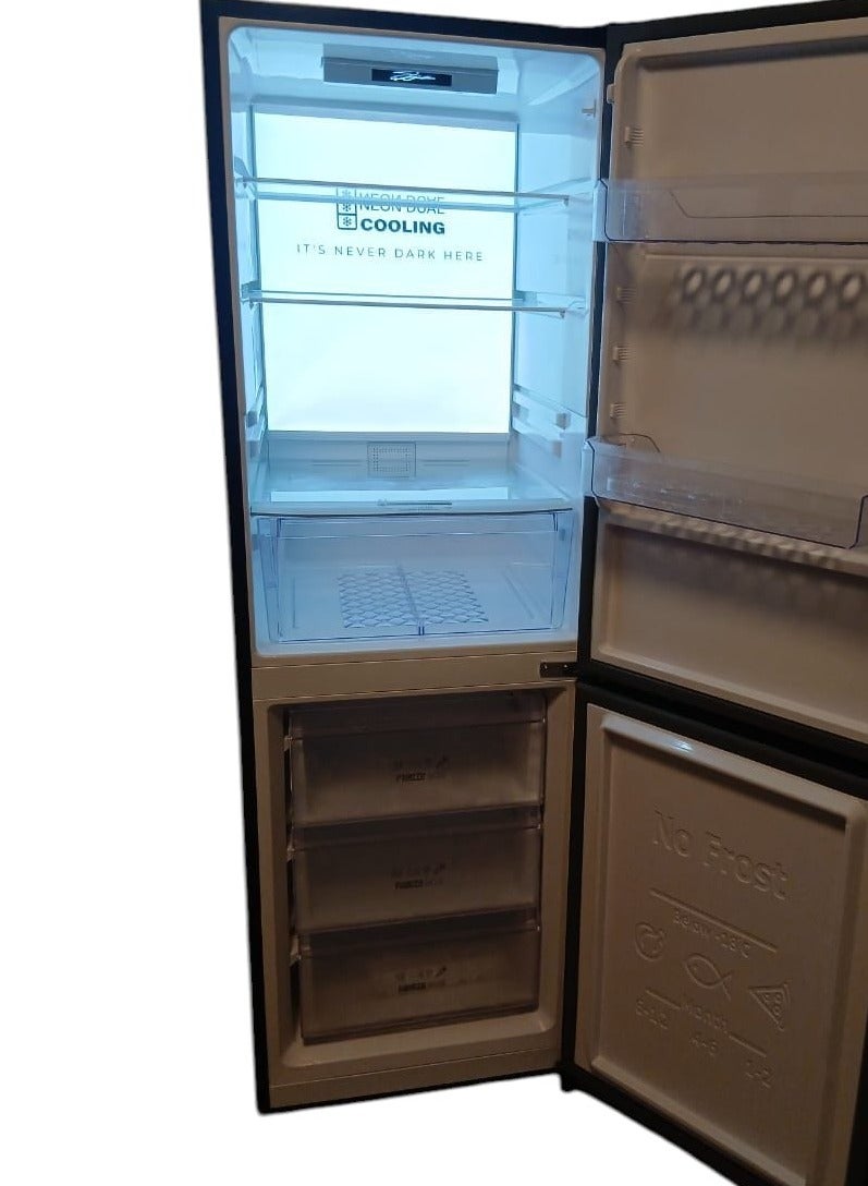 Unionaire URN500CEPBLG1ADTH 370L Net No Frost Combi Refrigerator, Black Glass - Image 2