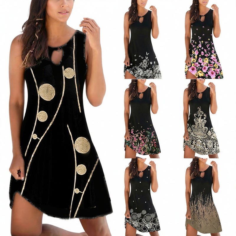 Women's Sleeveless Floral Print Midi Dress Summer Fashion - Image 1