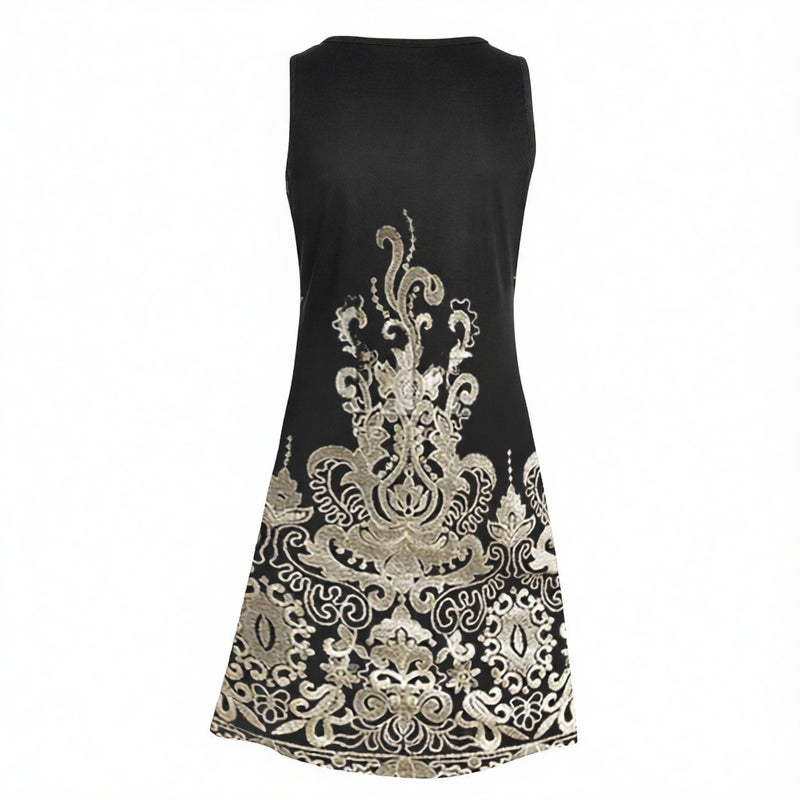 Women's Sleeveless Floral Print Midi Dress Summer Fashion - Image 2