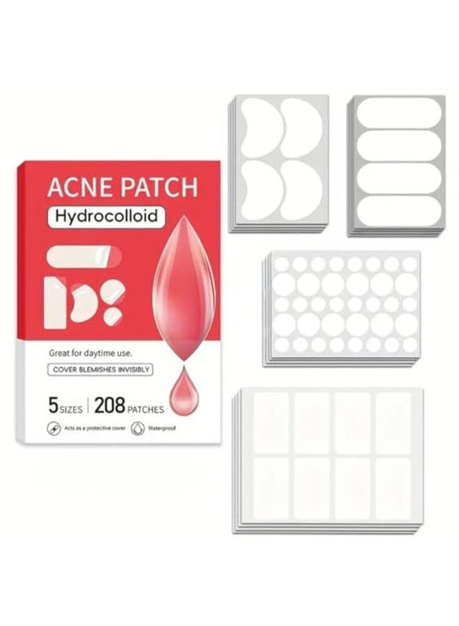 Acne patch Pimple Patches – 6 Sheets 5 Sizes (208 Count) Hydrocolloid Acne Spot Treatment Stickers | Day & Night Invisible Cover Patches | Fragrance-Free, Preservative-Free, Suitable for All Skin Types - Image 1