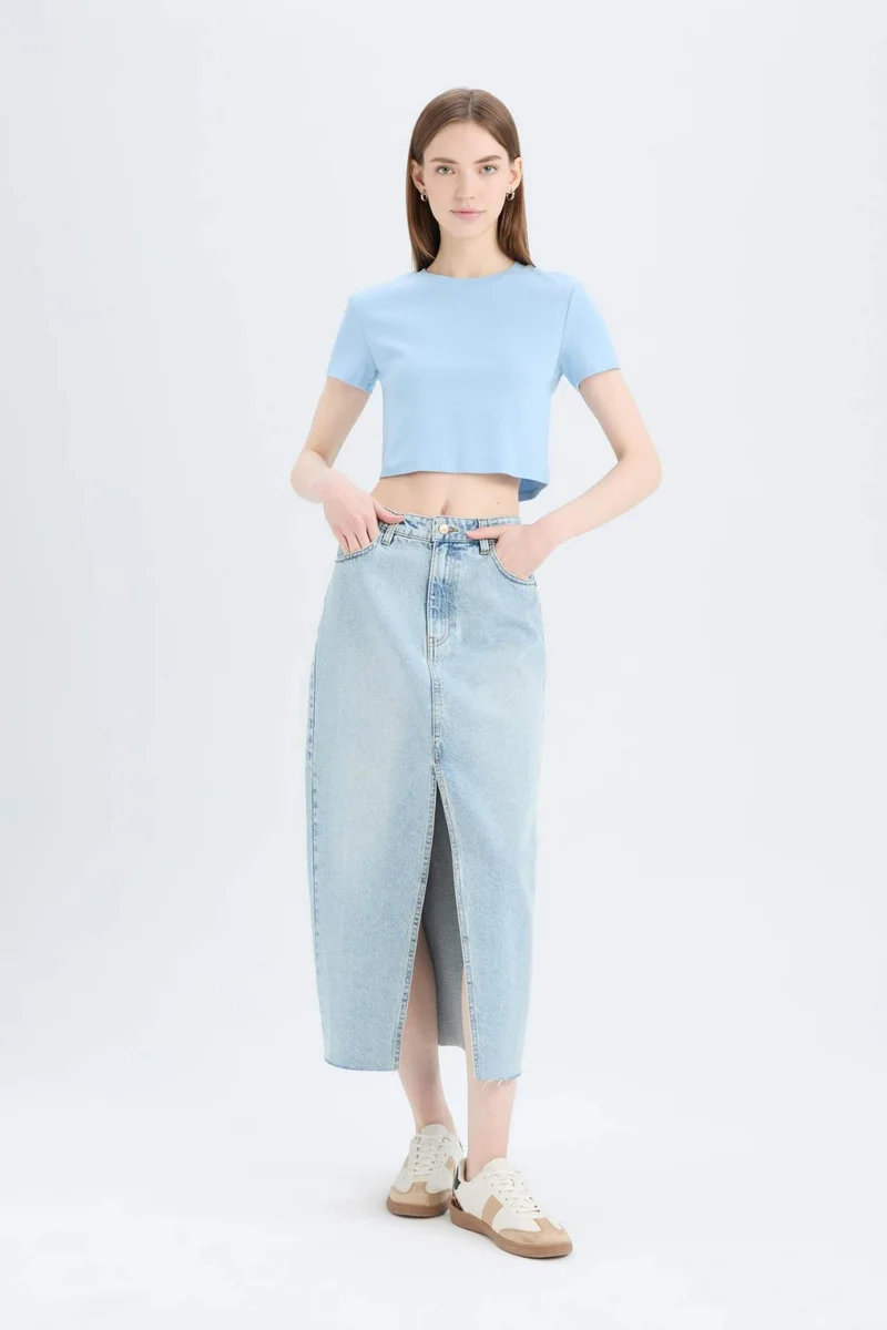 DeFacto Long Fit Denim Skirt