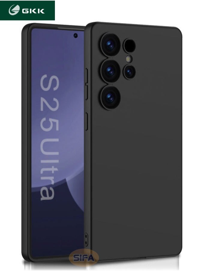 جي كي كي جراب Samsung Galaxy S25 Ultra، جراب رفيع من السيليكون السائل لهاتف Samsung S25 Ultra، مضاد للسقوط ومضاد للصدمات ومضاد للاصفرار ومضاد للخدش، جراب رفيع لهاتف Galaxy S25 Ultra مقاس 6.9 بوصة، أسود  - Image 1