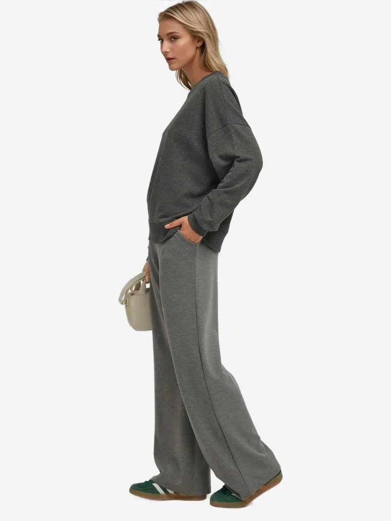 HICCUP Oversized Crew Neck Basic Sweatshirt