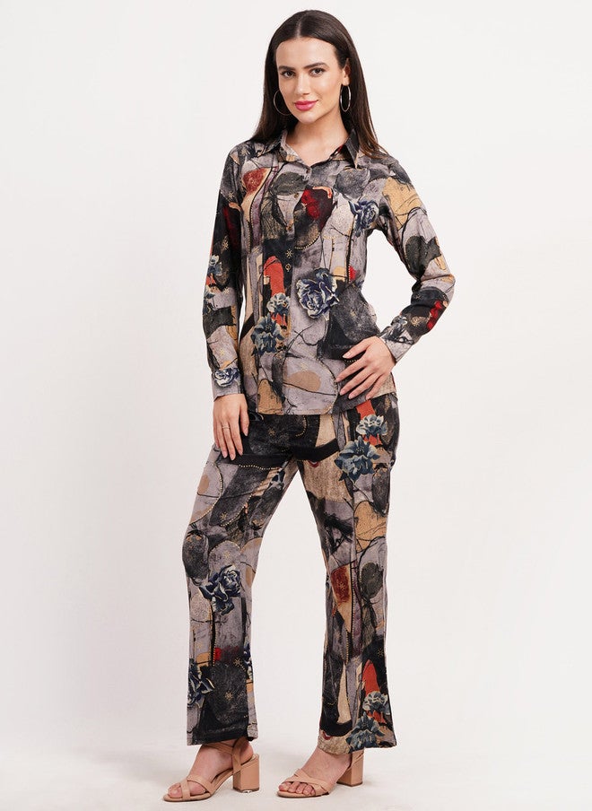 FIMS قميص مطبوع بتصميم تجريدي مع بنطلون - Image 4