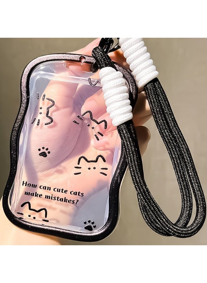 NIBEMINENT 1 - Piece Simple Cat Kpop Photo Card Holder Pendant Key Chain ID Badge Holder ID Card Holder Photo Card Protector for School ID Office ID Access Card for Women Girls