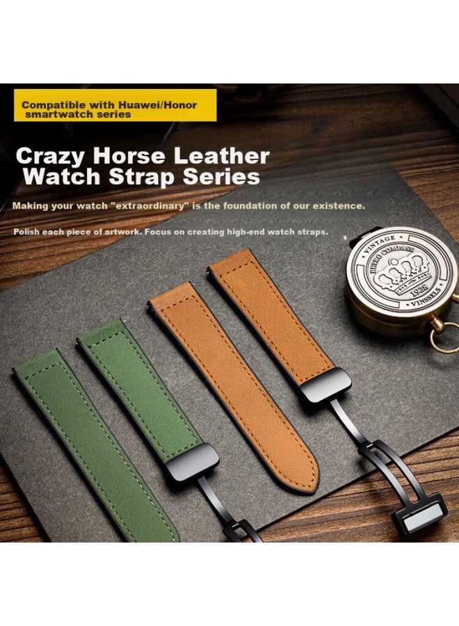 WITGOER Zhiguozhe [brand Direct Operation], Compatible With Huawei Watch Band, Watch4/3pro, Crazy Horse Pattern, Genuine Magnetic Leather Buckle, Gt4/5/3/2/honor, 22mm Universal, 46mm Dial Strap - Image 1