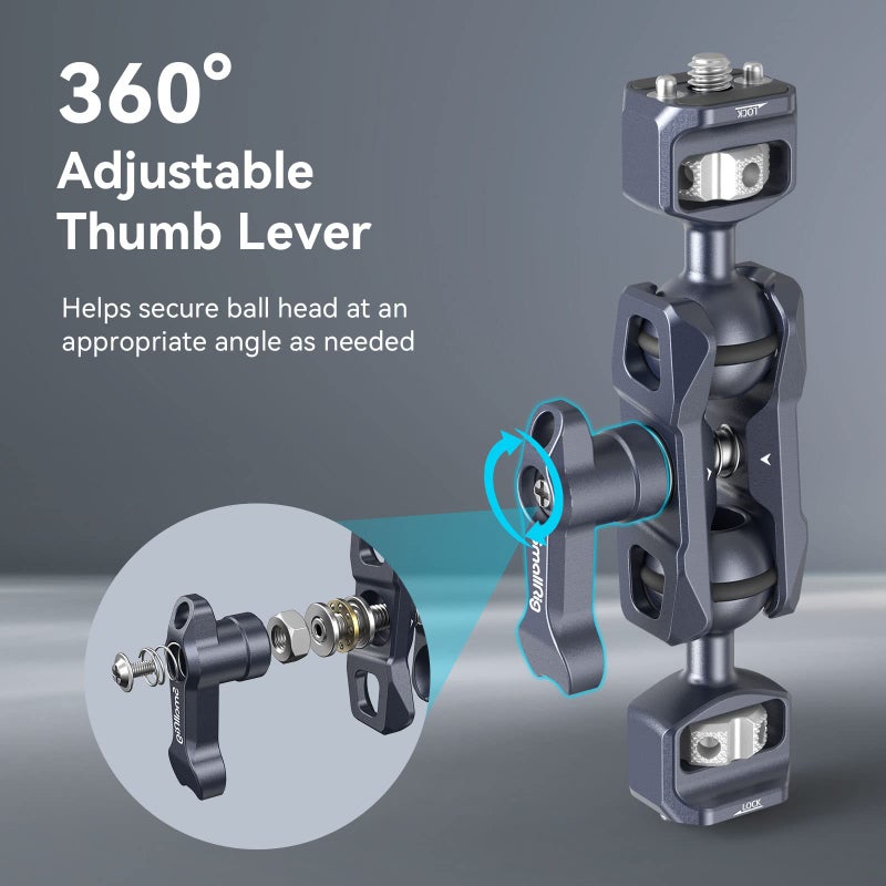 SmallRig Camera Magic Arm, Flexible Articulating Arm with 1/4” Screws, Field Monitor Mount with Dual Ballhead, Aluminum - 3873 - Image 5