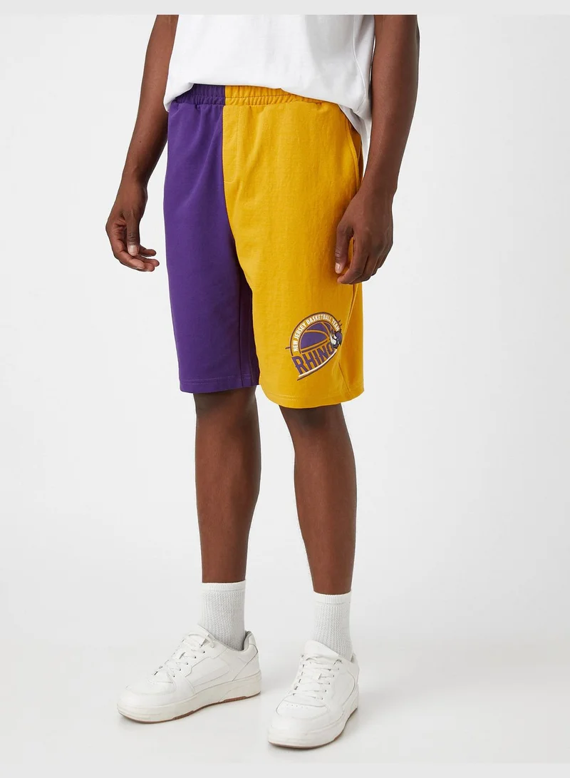 KOTON Rhino Printed Basketball Shorts