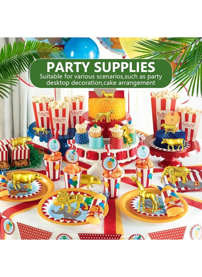 TORINALITAL - 48 Pcs Gold Plastic Animal Figurines Gold Safari Animal Figures With Jungle Animal Elephant Lion Wild Animal Decor Mini Safari Animals Figurines Decor Cake Toppers For Themed Birthday Party - Image 1