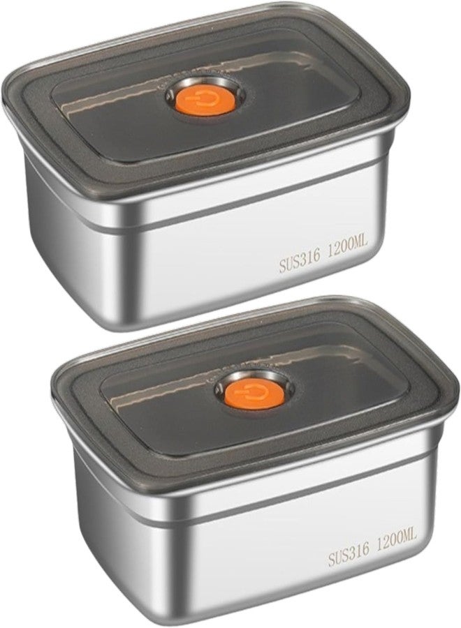 Turbid food storage Stainless Steel Snack Containers for Kids, Easy Open Leak Proof Metal Toddler Snack 1200 ML with Airtight Lids, SUS 316 steel Metal Lunch Box for School, Travel(2, 1200ml) - Image 1