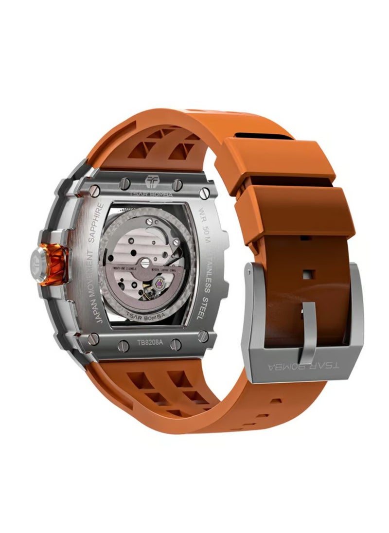 TSAR BOMBA - Men's Automatic Orange Silicone Sapphire Crystal Watch TB8208A-18 - 43mm - Image 1