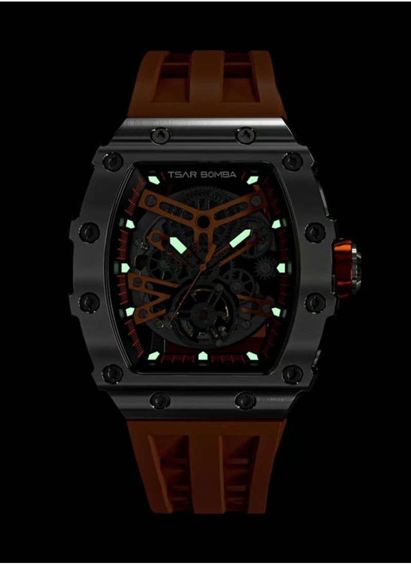 TSAR BOMBA - Men's Automatic Orange Silicone Sapphire Crystal Watch TB8208A-18 - 43mm - Image 1