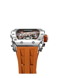 TSAR BOMBA Men's Automatic Orange Silicone Sapphire Crystal Watch TB8208A-18 - 43mm  - Image 4