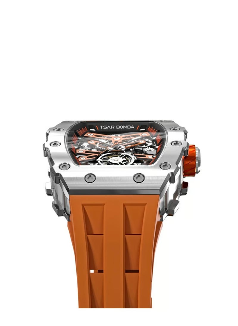 TSAR BOMBA - Men's Automatic Orange Silicone Sapphire Crystal Watch TB8208A-18 - 43mm - Image 1