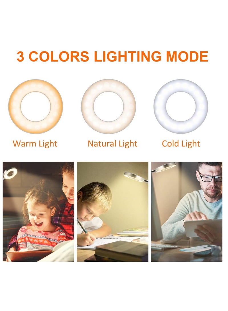 KASTWAVE Desklamp, Clip on Reading Lights, USB Desk Lamp with 3 Color Modes and 10 Brightness, Eye Protection Clamp Light, 360° Flexible Gooseneck Clamp Lamp for Desk Headboard and Reading/Bed Light - Image 2