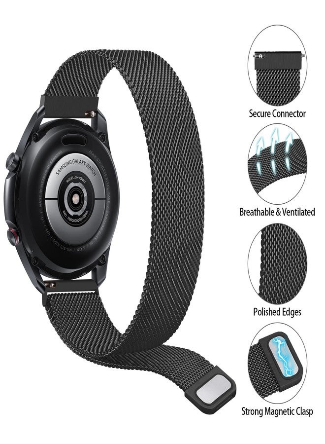 اي كي سوار معدني من AK لساعة Amazfit Bip 6/5، وسوار Amazfit GTR 4/ 3 Pro / 3 / 2e / 2 / GTR 47 مم، وحزام مغناطيسي شبكي من الفولاذ المقاوم للصدأ مقاس 22 مم لساعة Amazfit Bip 6/5 للرجال والنساء (أسود) - Image 3