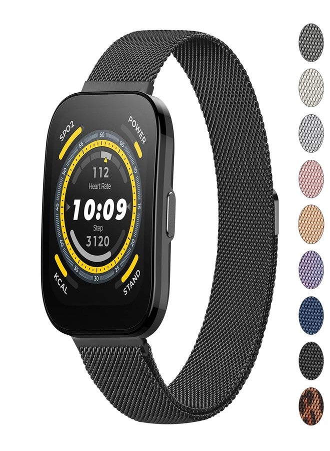 اي كي سوار معدني من AK لساعة Amazfit Bip 6/5، وسوار Amazfit GTR 4/ 3 Pro / 3 / 2e / 2 / GTR 47 مم، وحزام مغناطيسي شبكي من الفولاذ المقاوم للصدأ مقاس 22 مم لساعة Amazfit Bip 6/5 للرجال والنساء (أسود) - Image 1