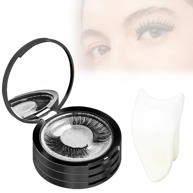 JYHi 3 Layers Eyelash Storege Box with Mirror Circle Eyelash Holder Case with Lashes Trays & New Lash Clip Applicator Eye Makeup Tool for Women Girls Travel Case - Image 1