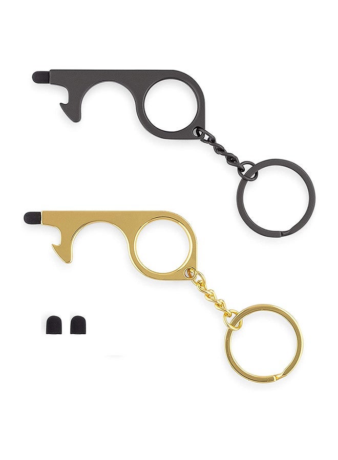 NIBEMINENT 2-Piece Hand Brass Stylus Keychain Tool Gold/Black 7cm - Image 1