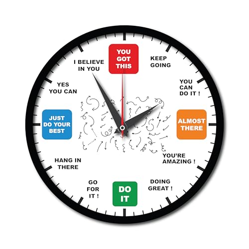 wallkriti Motivational Clock Wall Art, Office Home Decor with Inspirational Quotes, Black and White Design, Modern Timepiece Theme - Image 1