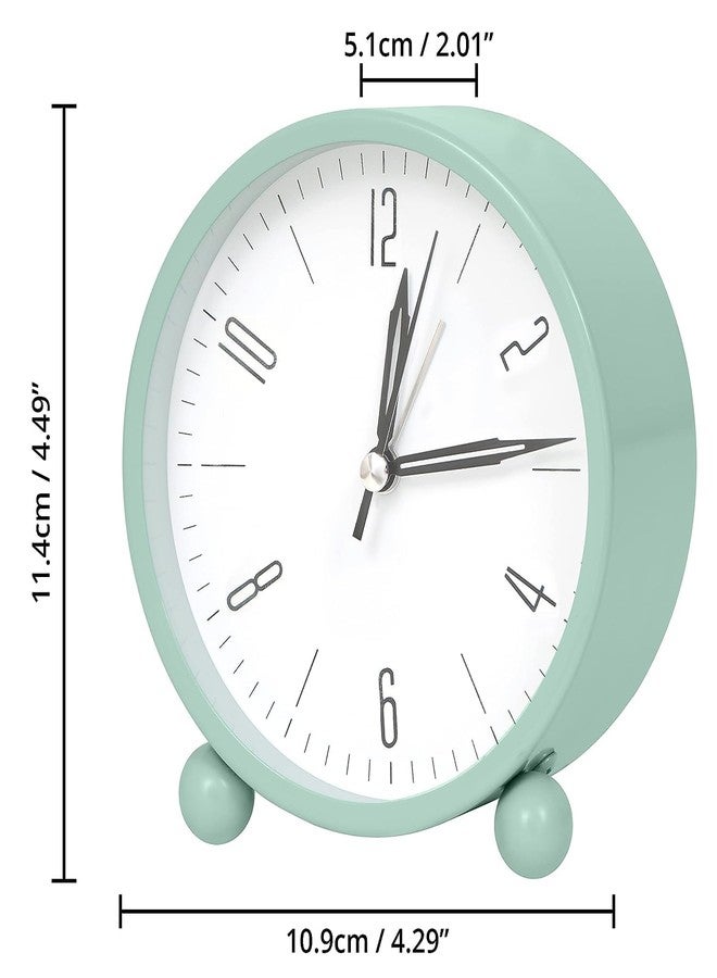 Fennec Mart 4 inch Super Silent Non Ticking Small Analog Alarm Clock with Night Light Simple Design Vintage Style Decor for Bedroom Bedside Desk Table (Green) - Image 5