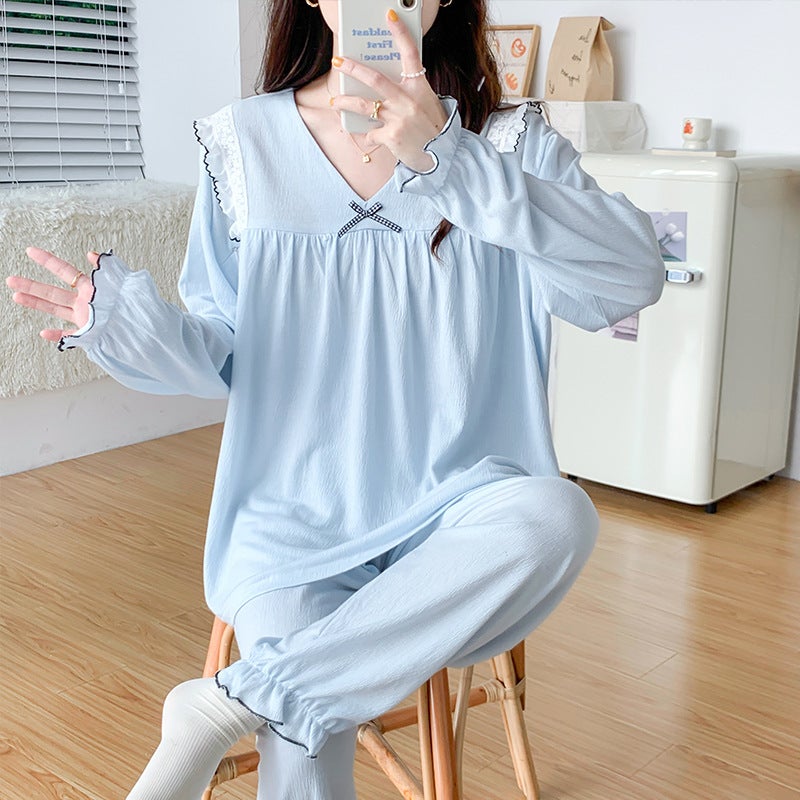 Cut Flower Cotton Hidden Nursing Confinement Clothing Maternity Pajamas Long Sleeve Nursing Postpartum Pregnancy Homewear Suit - Image 5