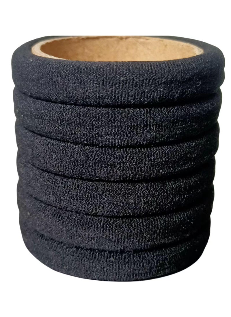 PNEIFON - 30 Piece Thick Elastic Hair Band Ponytail Fixed Hair Band Cotton Seamless Womens Hair Band 5cm Diameter Hair Ties Black black - Image 1