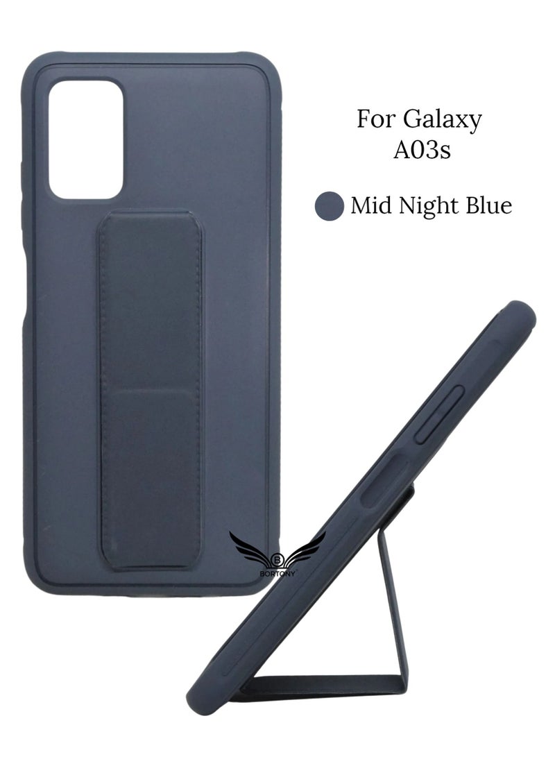 BORTONY Galaxy A03s with Magnetic Stand & Holder, Premium Silicone Hand Strap Grip, Car Mount Kickstand And Finger Grip Case Cover For Samsung Galaxy A03s - Image 1