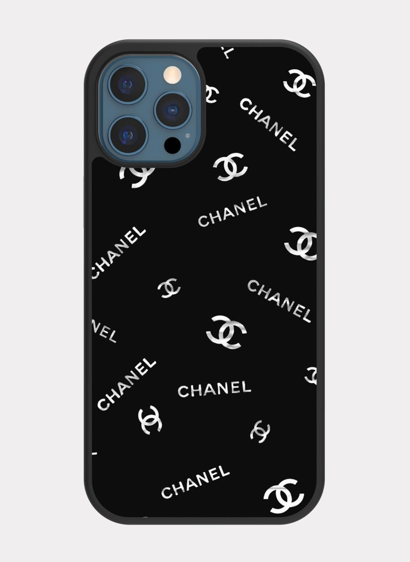 بكسلات كفر ايفون 12 برو ماكس شانيل ابيض اسود - Image 1