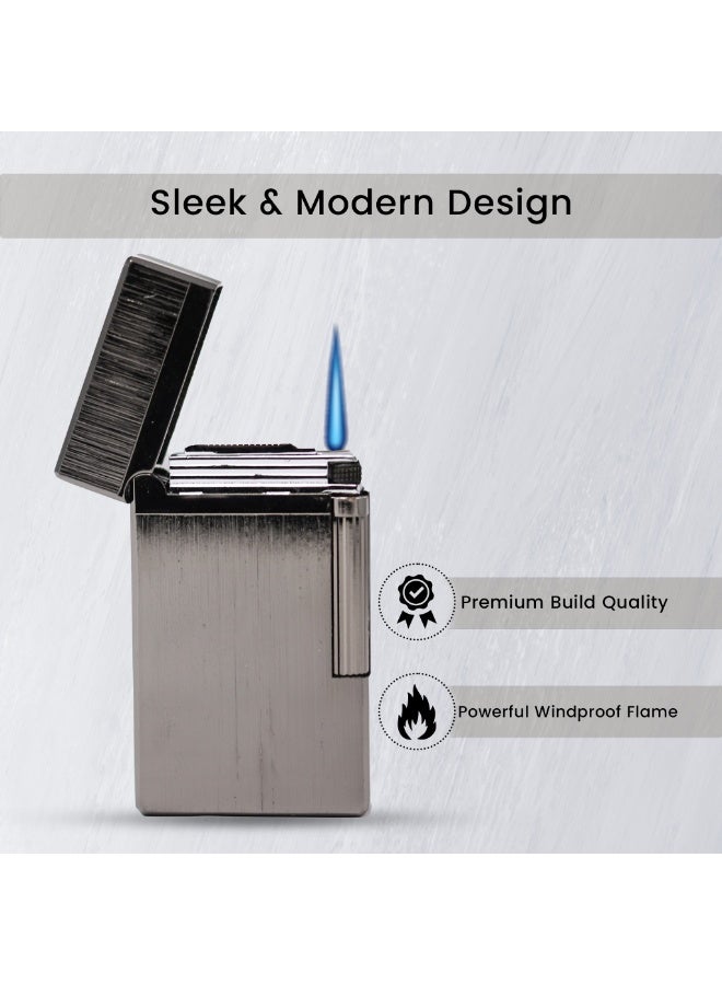 Honest Sleek Metal Jet Lighter, Windproof Single Flame, Refillable Lighter, Side Open Design, Outdoor Use, Gift Box (Without Gas) - Image 2