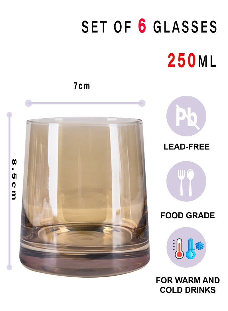 6-Piece Transparent 250Ml Trapezoid Glass Coffee Cups – High Borosilicate Brown Drinking Glasses For Coffee, Beverage & Daily Use - Image 2