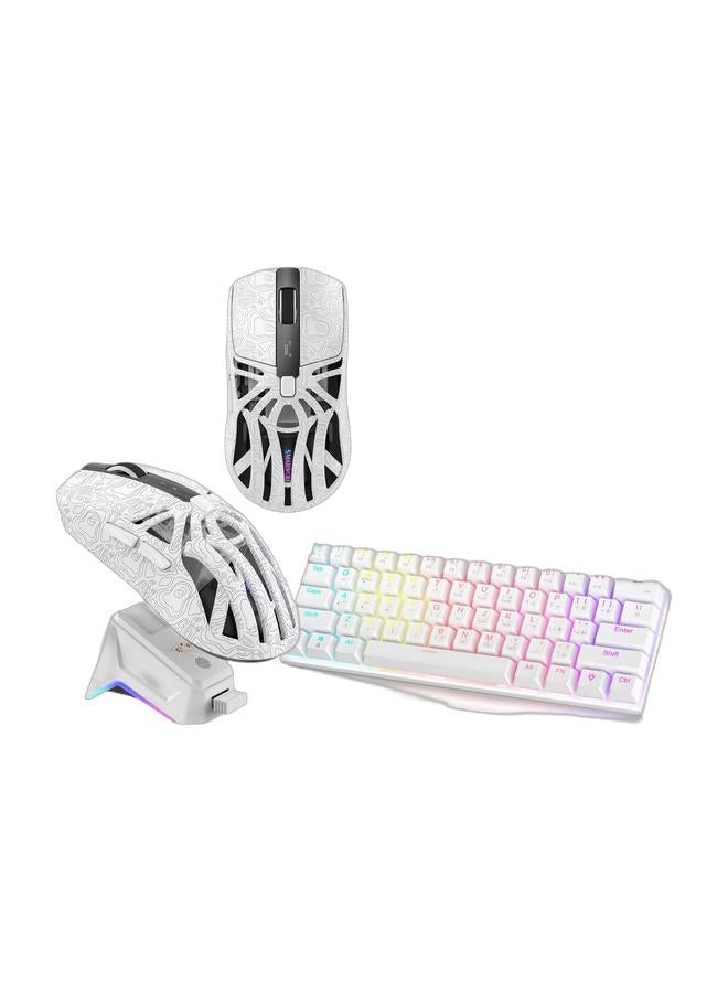 UCHUANG BD61 Bilingual Mechanical Keyboard & M8 Wireless Gaming Mouse Combo, 61-Key Compact English/Arabic Layout Red Switch, Tri-Mode 12K DPI Digital Display Mouse with Charging Dock for PC, Mac - Image 1