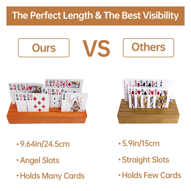 hismocal Playing Card Holders Deck Stand, Play Cards Holder for Kids or Elder People, Hands-Free Wood Holder Racks,Tray for Organizing Cards (2 Pack) - Image 3