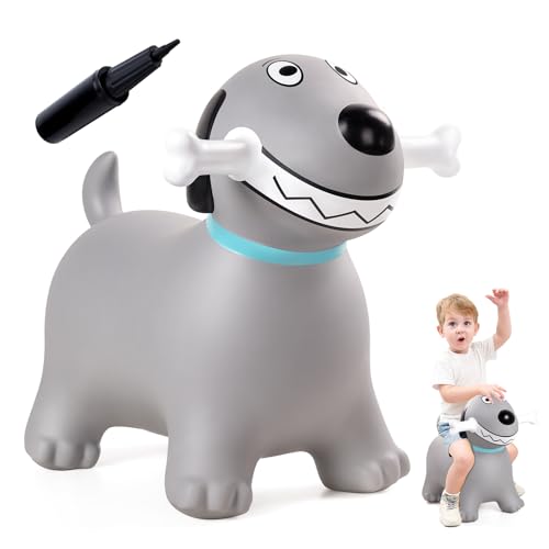 EVERICH TOY Bouncy Dog Hopper Toys for Toddlers Bouncy Horse Animals Inflatable Ride on Bouncer Hopping Gifts for Boys Girls 18 Months 2 3 4 5 6 Years Old - Image 1