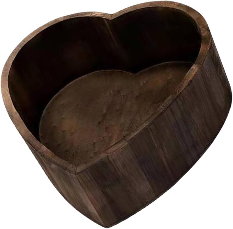 Heart Shaped Wooden Baby Bath Basin Newborn Photography Prop Basket - Image 1