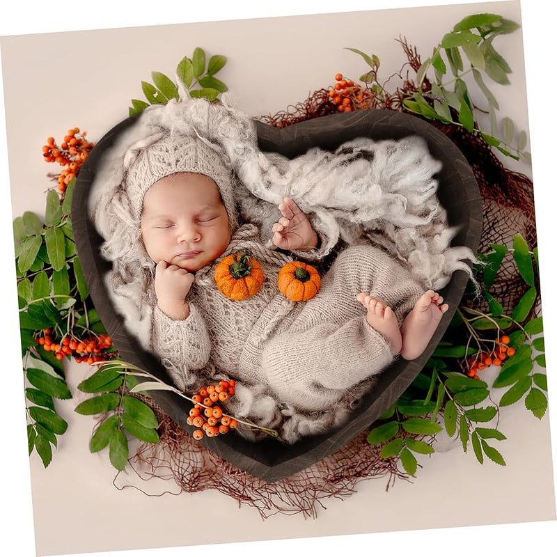 Heart Shaped Wooden Baby Bath Basin Newborn Photography Prop Basket - Image 5