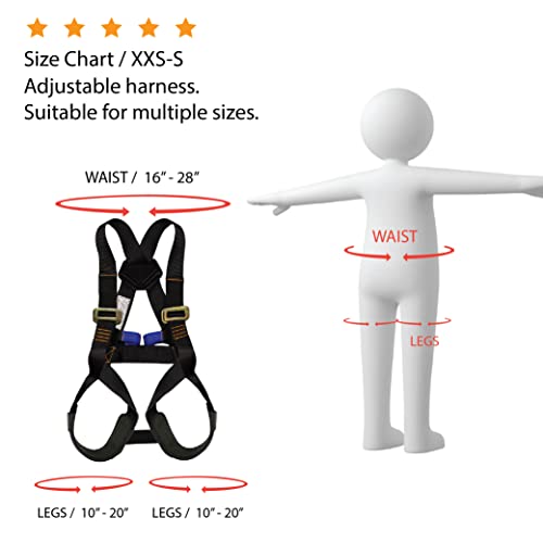 Fusion Climb Full Body Harness Black, Warrior Kids, KH-201A-C-BLK - Image 5